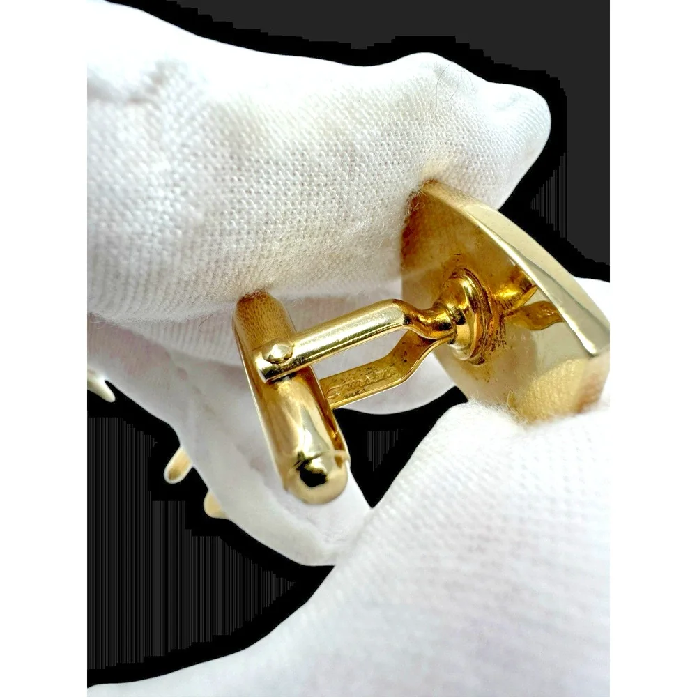 Vintage Anson Gold Tone Cufflinks Retro Geometric Etched Design 1950s EUC